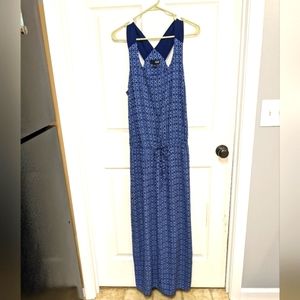 A.n.a long blue Rayon Maxi Sleeveless Dress Drawstring waist size Ladies Medium